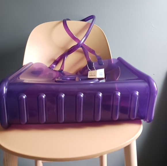 NWT Telfar x Melissa Translucent Purple Tote ,crossbody LARGE Jelly Shopper+dust - Picture 9 of 11